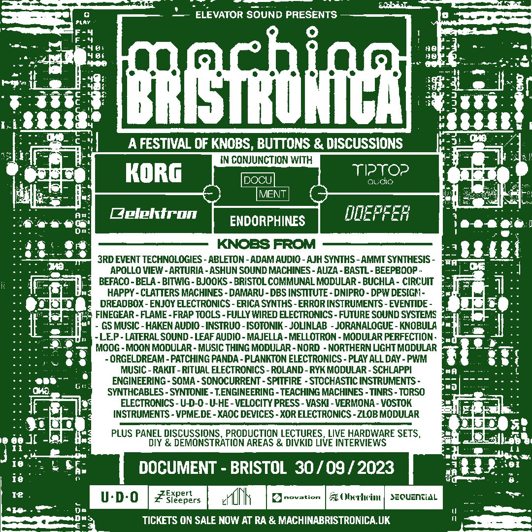 Very excited to announce we're <a href="/MachinaBris/">Machina Bristronica</a> '23 <a href="/documentbristol/">DOCUMENT</a> UK, 30th September 2023 alongside our great friends <a href="/fw_electronics/">Fully Wired Electronics</a> &amp; <a href="/dBs_Institute/">dBs Institute</a> showing off a new module and demoing advanced SIG functionality! Tickets limited, so order fast! ra.co/events/1250668