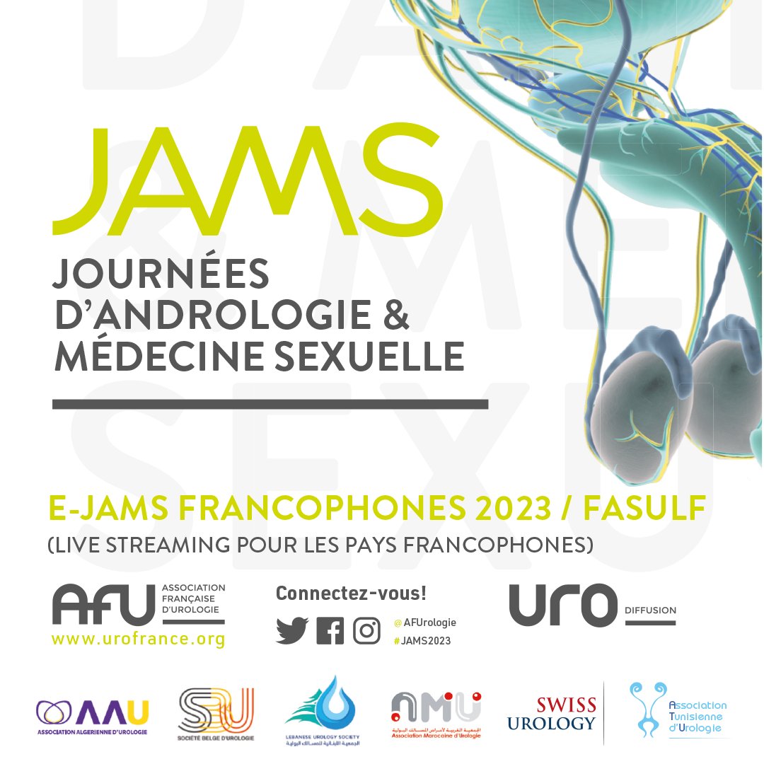 RDV les 1 et 2 septembre pour en apprendre + sur la #médecinesexuelle lors des #JAMS 2023. 
Au programme : des conférences, des échanges avec des pairs francophones sur les nouvelles stratégies thérapeutiques et 1 atelier sur la vasectomie mini-invasive👇urofrance.org/typeevent/jams/