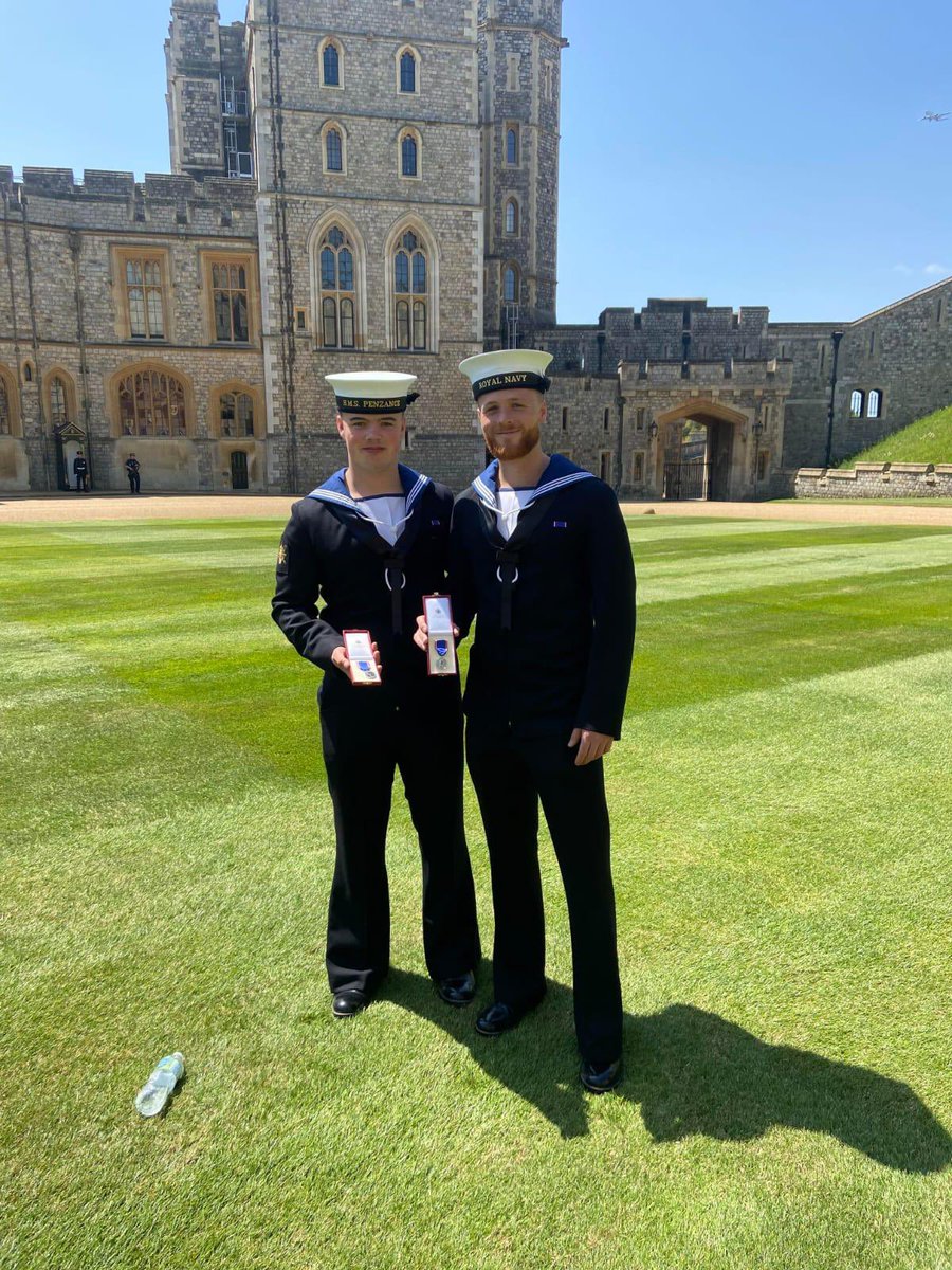 Everyone on Crew 1 would like to wish our own ET(WE) Jay Crawford and AB(D) Callum Oliver the best after being presented with their Royal Victorian Medals for their part in Her late Majesty’s Funeral last year! BZ <a href="/RNinScotland/">Royal Navy in Scotland</a>