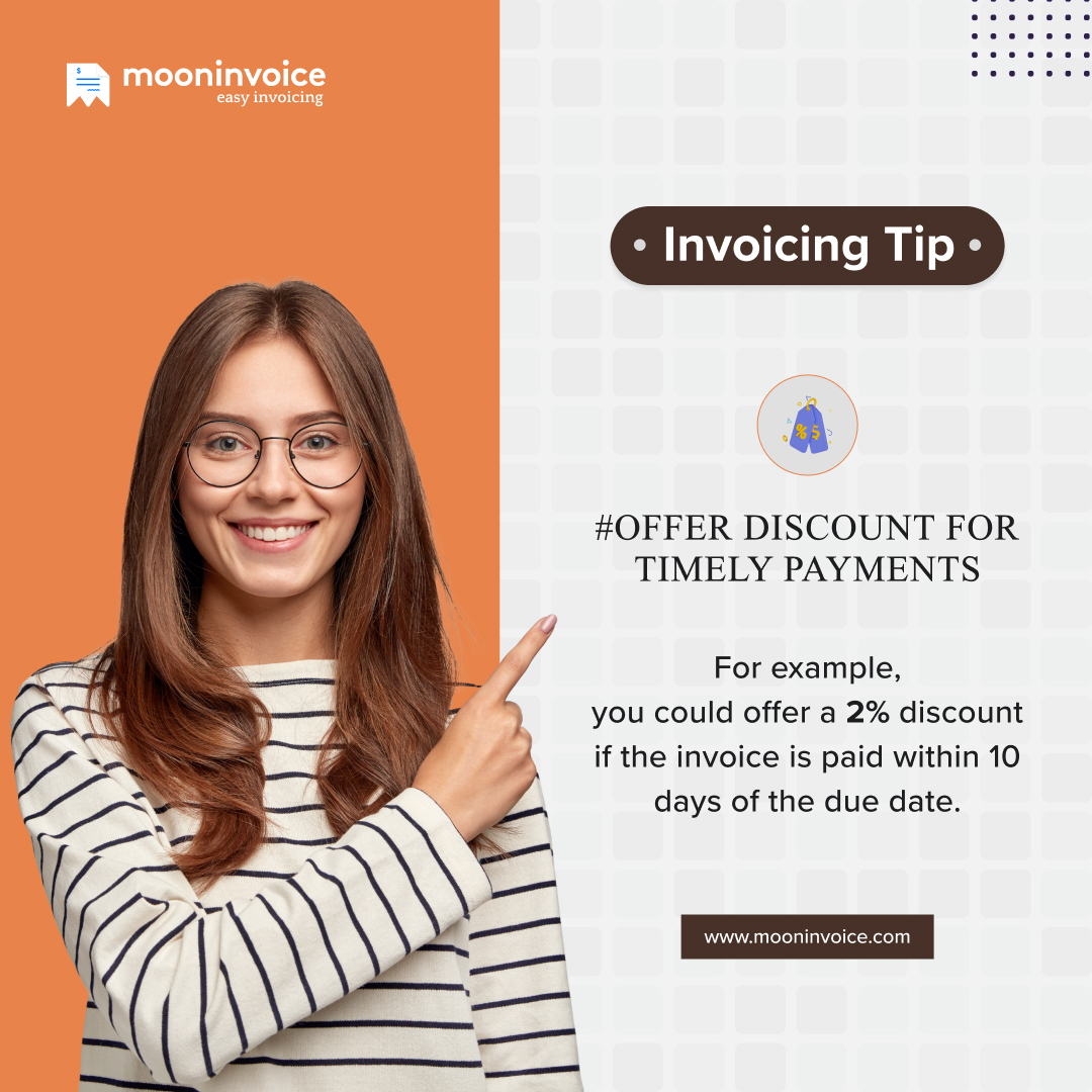 mooninvoice's tweet photo. Boost your cash flow and save money with this effective invoicing tip! 💸💡 Offer a tempting 2% discount for timely payments, rewarding your clients for settling their invoices within 10 days. It's a win-win situation! 🙌

#MoonInvoice #InvoicingTips #TimelyPayment #BoostCashFlow https://t.co/dvlIaGFy2F