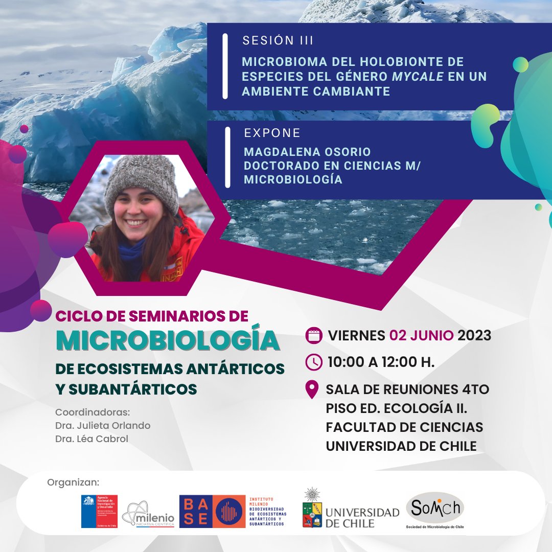 Instituto Milenio BASE (@mileniobase) on Twitter photo 🗓️🦠Ciclo de Seminarios de Microbiología de Ecosistemas Antárticos y Subantárticos <a href="/MilenioBASE/">Instituto Milenio BASE</a> <a href="/uchile/">Universidad de Chile</a> <a href="/_SoMiCh/">Sociedad de Microbiología de Chile</a>
👉Continúa su tercera sesión junto a la investigadora doctoral <a href="/CienciasUChile/">CienciasUChile</a> Magdalena Osorio 🗓️🦠Ciclo de Seminarios de Microbiología de Ecosistemas Antárticos y Subantárticos <a href="/MilenioBASE/">Instituto Milenio BASE</a> <a href="/uchile/">Universidad de Chile</a> <a href="/_SoMiCh/">Sociedad de Microbiología de Chile</a>
👉Continúa su tercera sesión junto a la investigadora doctoral <a href="/CienciasUChile/">CienciasUChile</a> Magdalena Osorio