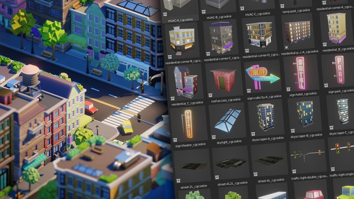 Grab some free assets for your next project!

These cute assets are perfect for creating your own mini city in Blender, from our course CUBICITY: cgcookie.com/downloads/cubi… #b3d