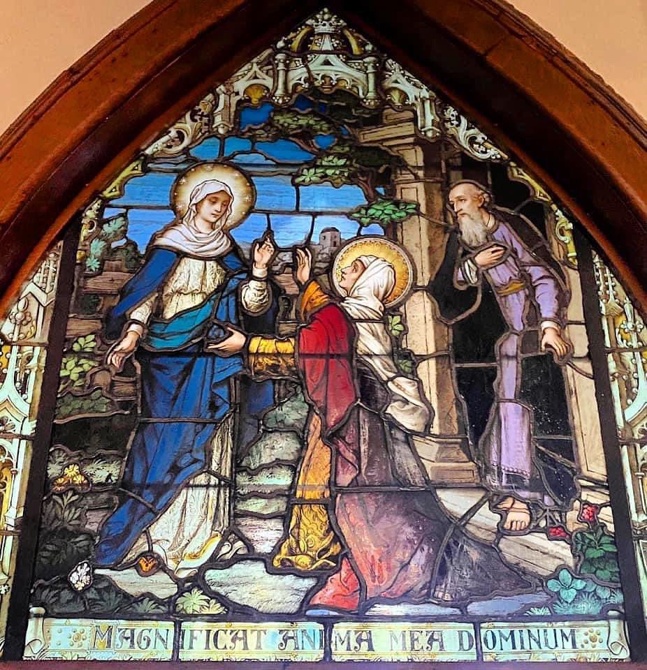 Today is the Feast of the Visitation.  Here is a stained glass window of the Visitation above the main doors of the Church of the Madonna at #MadonnaCemetery in #FortLeeNJ. 
————————————
#ArchdioceseOfNewark #ChurchOfTheMadonna #MadonnaChurch #FortLee #FeastDay