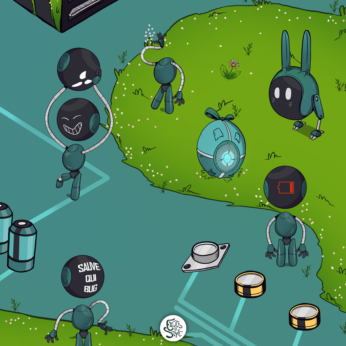 excesdestyle's tweet photo. La suite de SAUVE QUI BUG !

Cette fois, nous souhaitions illustrer le printemps, l'été, plus de vert et de soleil. Si vous faites attention, il y a des œufs cachés...

#excesdestyle #robotique #robotdesign https://t.co/tiv9hBJyhQ