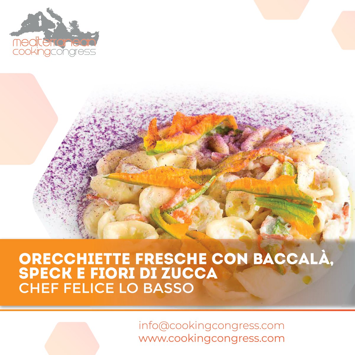 MedCookingCongr's tweet photo. Orecchiette fresche con baccalà, speck e fiori di zucca dello chef Felice Lo Basso 📷
#bytouristcommunication #medcookingcongress #felicelobassochef #oltreiconfini #medcooking https://t.co/84c2QXIV92