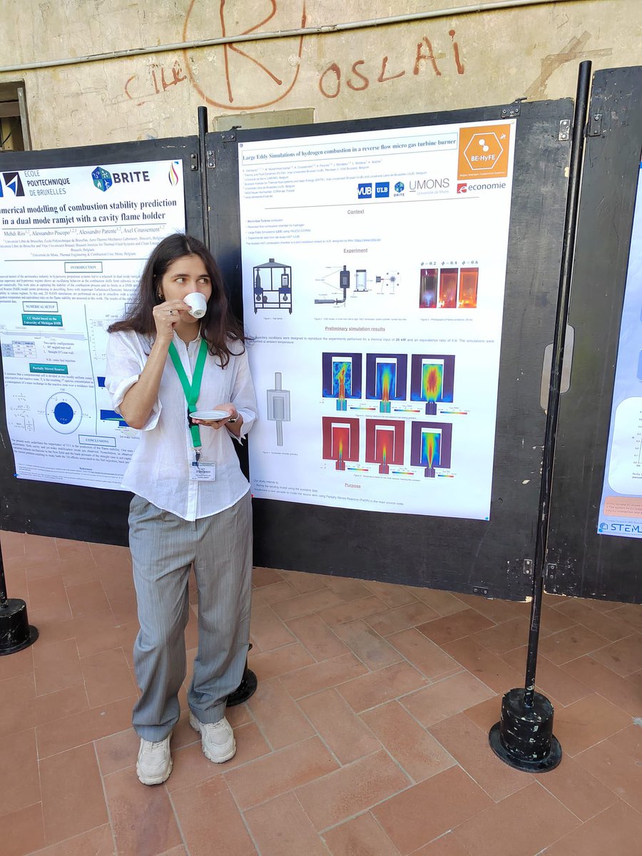Presenting your #hydrogen research poster while drinking coffee ànd looking this cool? Our <a href="/BEHyFE/">ETF BE-HyFE project</a> researcher Elisa Stendardo pulls it of at the <a href="/Combustion_Intl/">The Combustion Institute</a> in Firenze today! 🤩👊☕️