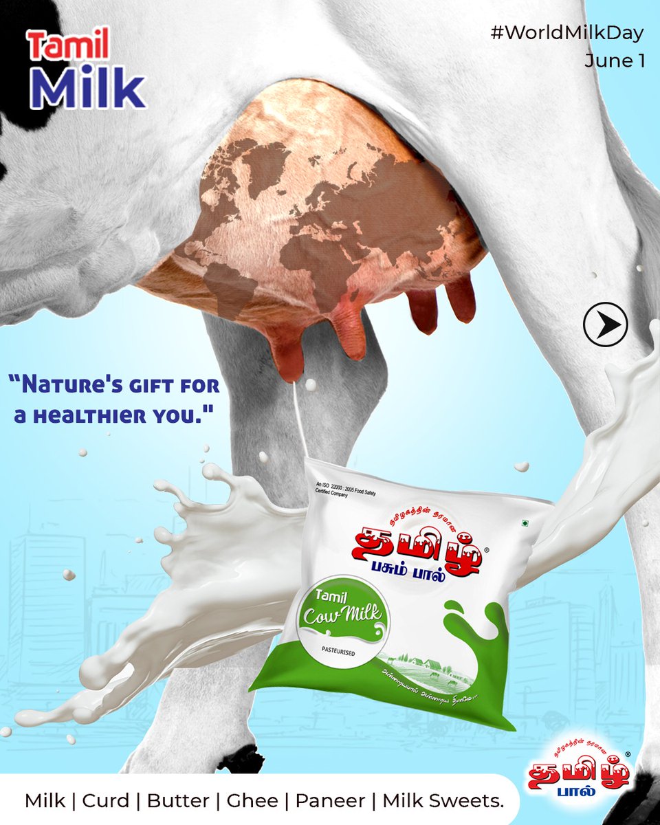 TamilMilk's tweet photo. Cheers to World Milk Day with a glass of milk and Thank you to the dairy farmers that work hard to supply the world with Milk.
Happy Milk Day!
#milkday #milkbenefits #milkforhealth #milkdaywishes #healthylife #milksweets #milk #milkday2022 #milkproducts #natural #farming https://t.co/MKIixjkdUe
