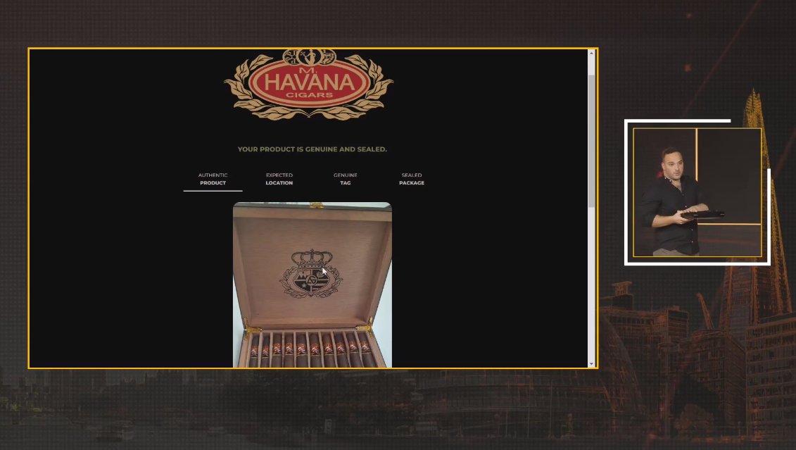 The first of our Spotlight Sessions at #LDNBlockchain23 is looking at how Blockchain is Revolutionising the Fight Against Counterfeit Goods, complete with a live demo with a luxury cigar box!