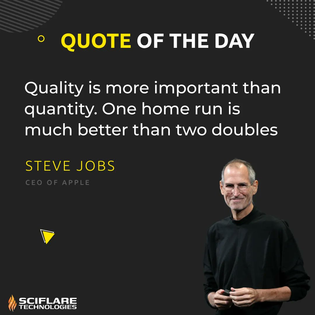 The significance of quality is overshadowed as speed and quantity often take center stage. 

#quoteoftheday #stevejobs #motivationwednesday  #Sciflare #fantasysportsapp #Mobileappdevelopment