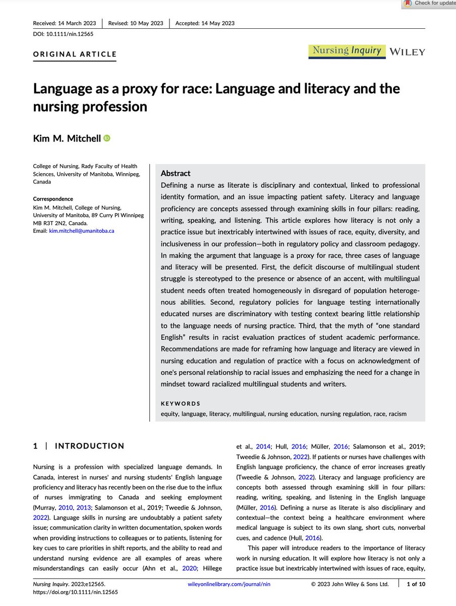 Academics Write (@academicswrite) on Twitter photo I've had a new paper come out in the last couple of days in @nursinginquiry where I bring in from composition and rhetoric a lot of anti-racist writing pedagogy to examine case studies of nursing literacy. Note: title inspired by a paper by <a href="/andreasterzuk/">Andrea Sterzuk</a> I've had a new paper come out in the last couple of days in @nursinginquiry where I bring in from composition and rhetoric a lot of anti-racist writing pedagogy to examine case studies of nursing literacy. Note: title inspired by a paper by <a href="/andreasterzuk/">Andrea Sterzuk</a>