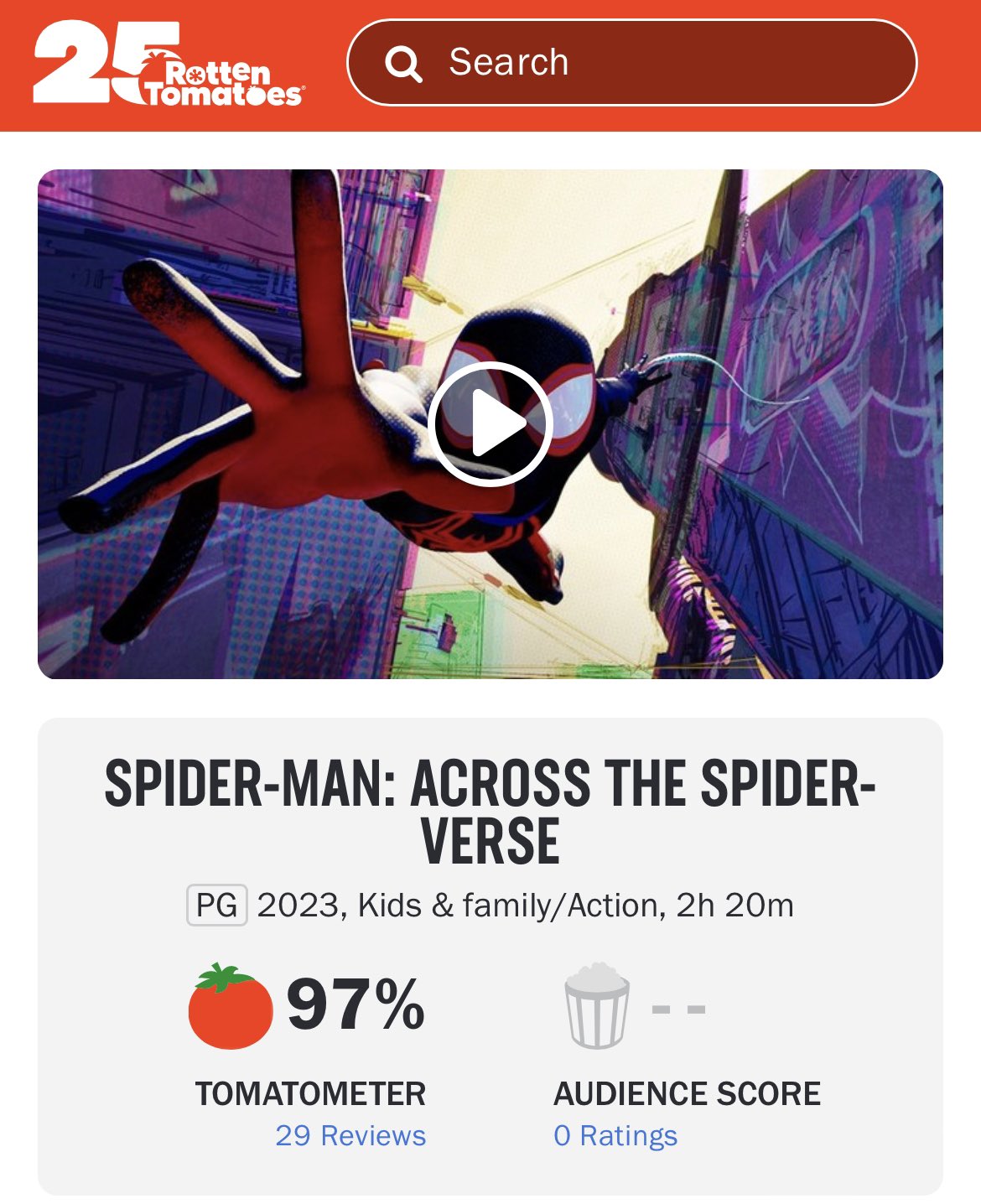 Rotten Tomatoes on X: Spider-Man: Across the #SpiderVerse is now Certified  Fresh at 96% on the Tomatometer, with 117 reviews:    / X