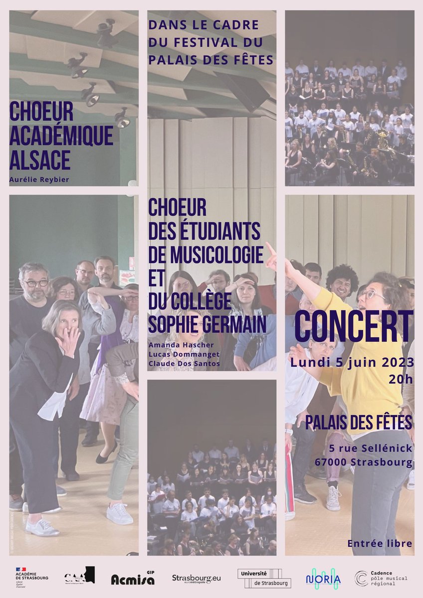 cadence_musique's tweet photo. [#actionartistique] Le 5 juin, rendez-vous au Palais des Fêtes de Strasbourg pour le #concert du chœur académique d'Alsace ! Un projet constitué d'enseignants et professionnels de l'éducation musicale dirigé par Aurélie Reybier.
En partenariat avec @acstrasbourg https://t.co/twUNWPK9nW