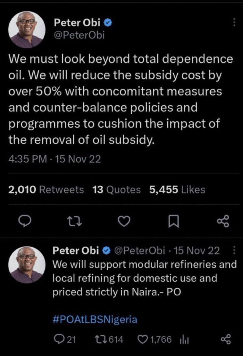 The next agbado children say “Peter Obi also said he will remove subsidy”, show the illiterates this!👇🏾