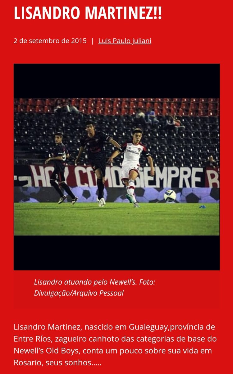 canaldolucho's tweet photo. Em 2015, tive a oportunidade de bater um papo com @LisandrMartinez 👉 aqui um pedaço onde ele fala sobre seus sonhos. Hoje ele é Campeão do Mundo com a Argentina. #Argentina #Newells #LisandroMartínez #United https://t.co/WLhAi40rAb