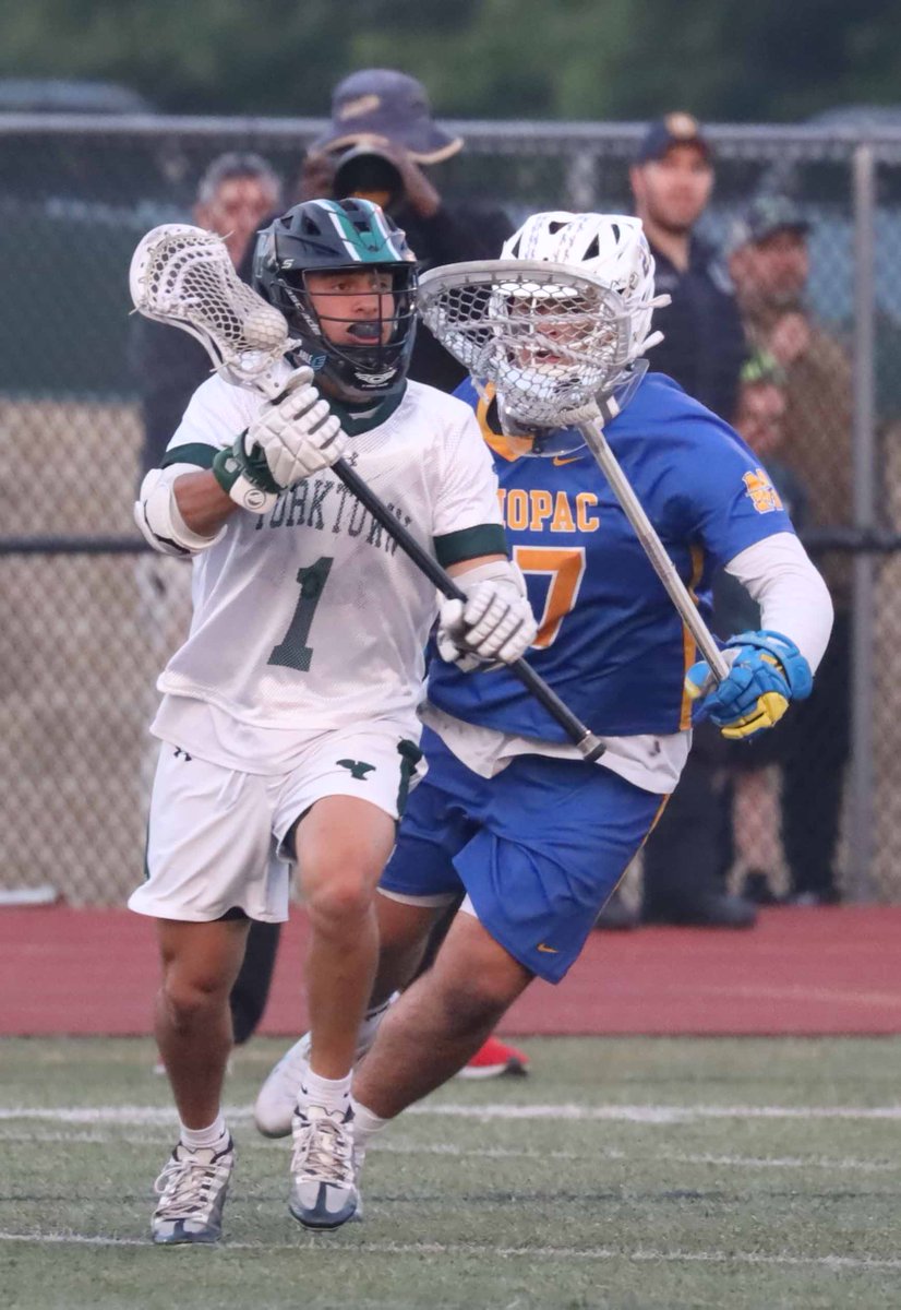 Senior Captain Tommy Jacobellis wasn't going to stand in goal as Yorktown froze the ball. He chased the ball all over the field not wanting to ever give up. Huge Heart