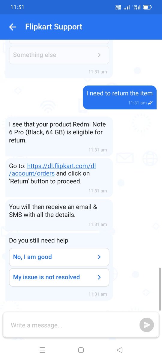 Samriyadeep's tweet photo. @flipkartsupport @Flipkart 
@MiIndiaSupport 
I ordered a mobile redme note 6 pro from Flipkart. I recieved mobile on 29/05/2023.After few hours of use mobile screen is not switching on.Return option is eligible for the product. I would like to return but not working. https://t.co/pACiHw610o