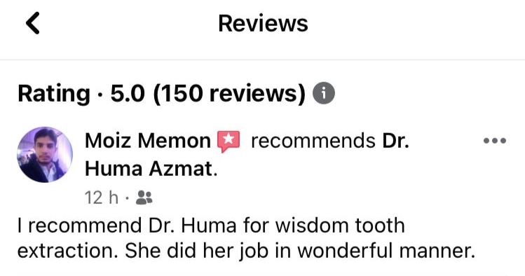 Review Time! 

#oralsurgeon  #drhumaazmat #karachi  #pakistan #dentaltips #oralhygiene #oralhealthcare #surgery #dentalhealth #bestsurgeon #dentalsurgeon #beautifulsmile #perfectsmile