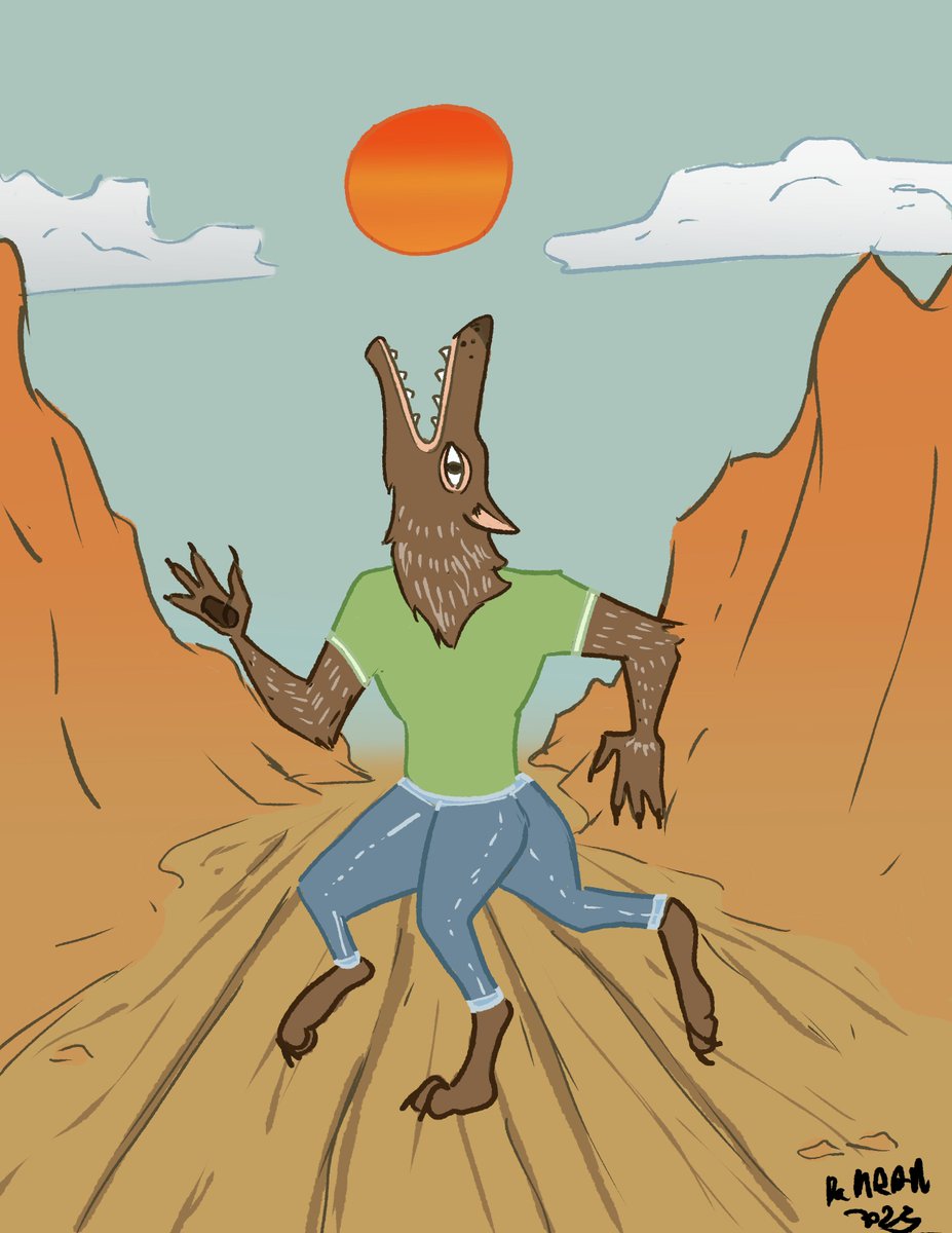 DaMRRM's tweet photo. #monster I drew based on Becoming a Jackal by Villagers. Not a style I usually do, but it was fun to try! #horror #creaturedesign #horrorart #cryptid https://t.co/wH4OXcKJUk