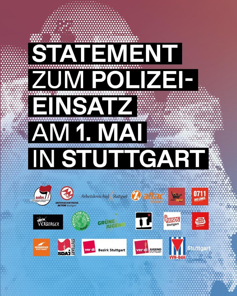 Verschiedene Organisationen &amp; Initiativen aus unserem #StgtGegenRechts-Bündnis haben eine gemeinsame Erklärung zum #1Mai in #Stuttgart verfasst:
