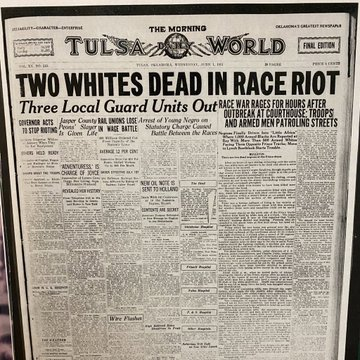 QasimRashid's tweet image. Today is the 102 year anniversary of the Tulsa Race Massacre in which white supremacist terrorists mass murdered 300 Black Americans.

Here's how media reported on it—a complete erasure of Black people.

3 survivors are with us today—yet Tulsa &amp;amp; Oklahoma have paid 0 reparations.