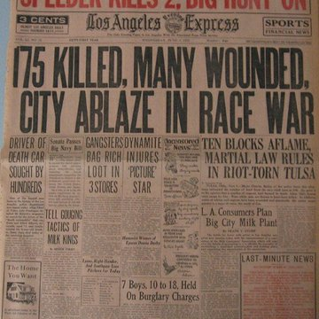 QasimRashid's tweet image. Today is the 102 year anniversary of the Tulsa Race Massacre in which white supremacist terrorists mass murdered 300 Black Americans.

Here's how media reported on it—a complete erasure of Black people.

3 survivors are with us today—yet Tulsa &amp;amp; Oklahoma have paid 0 reparations.