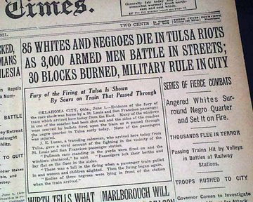 QasimRashid's tweet image. Today is the 102 year anniversary of the Tulsa Race Massacre in which white supremacist terrorists mass murdered 300 Black Americans.

Here's how media reported on it—a complete erasure of Black people.

3 survivors are with us today—yet Tulsa &amp;amp; Oklahoma have paid 0 reparations.