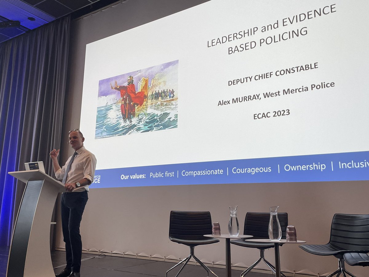 Deputy Chief Constable Alex Murray <a href="/WMerciaPolice/">West Mercia Police</a> providing a great overview of the effort required to achieve effective evidence-based policing at #ECAC2023 #ECACdk2023