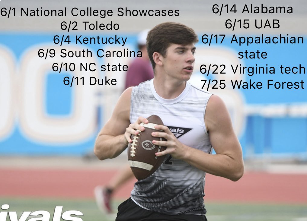 masonholtzclaw1's tweet photo. Summer Camp Schedule‼️
@NCEC_Recruiting @NatlPlaymkrsAca @ToledoQBs @Dowell_Loggains @LiamCoen @coachjstepp @CoachKurtRoper @kjfbcoach @T_Rees11 @DilfersDimes @CoachFrankPonce @TylerBowen @CoachR_Wake @QBHitList @qbcoachrr17 @CoachChadWalker https://t.co/ZRRtFTSFgg