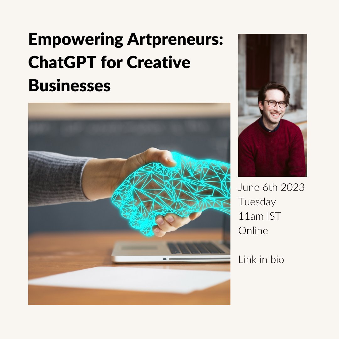 tonnta_io's tweet image. Unlock the Potential of ChatGPT for Your Creative Business. Join our webinar and discover how AI solutions can empower artpreneurs. Link in bio! #Artpreneurs #ChatGPT #AIforCreatives