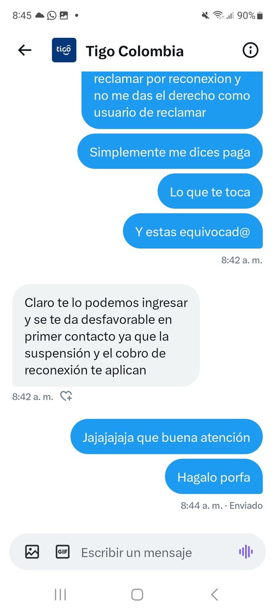 JesusBlanco1993's tweet photo. @Tigo_Colombia @sicsuper @MinTIC_responde TIGO PROMUEVE EL DERECHO A LA RECLAMACIÓN, PERO EN INTERNO LO VULNERA Y OBLIGA A CANCELAR LO Q LE DA LA GANA, RECLAME POR 2 FACTURAS QUE SE INCREMENTARON AL DOBLE SUSPUESTAMENTE POR UN CAMBIO DE PLAN Y ME SUSPENDEN EL SERVICIO EN RECLAMO https://t.co/QxpxnY4nA0