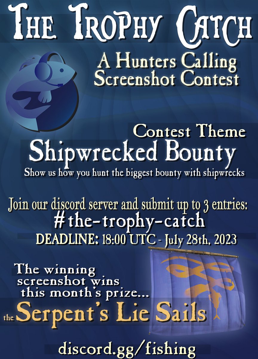 🚨ATTENTION🚨
Pirates of the Sea of Thieves, #TheTrophyCatch is now being held on our discord at discord.gg/fishing! With this server not only do you have access to the contest but endless more fun and interaction with the Fisherfolk community! We hope to see you there!!
