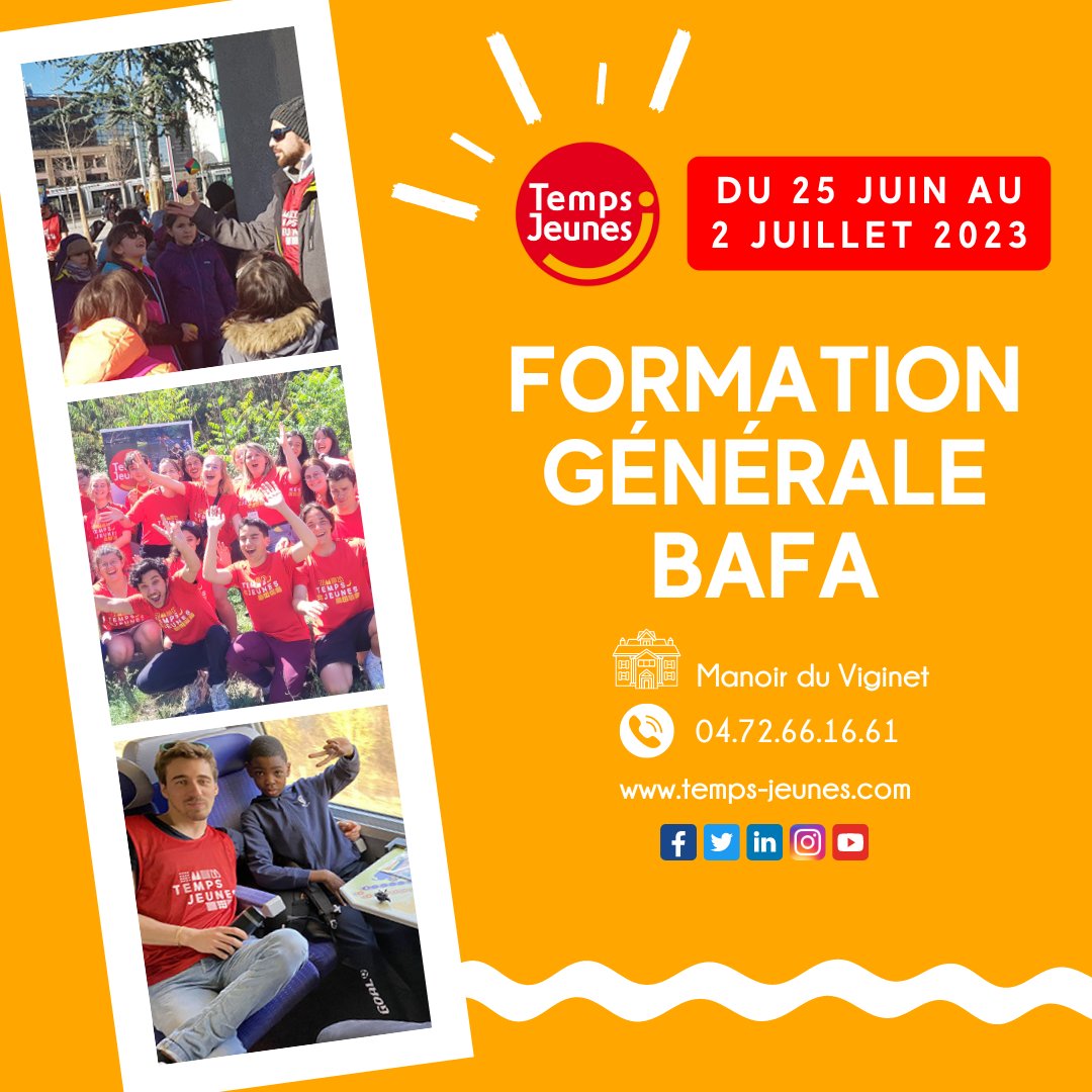 🌟 Rejoins-nous pour ta formation générale BAFA avec Temps Jeunes et deviens animateur en accueils collectifs de mineurs ! 🎉

Plus d’informations sur : ow.ly/VPZB50OzxB0

#BAFA #Formation #Animateur #TempsJeunes #Animation #coloniedevacances #france #ete