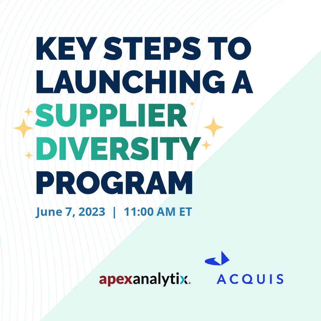 apexanalytix (@apexanalytix) on Twitter photo Looking for help in getting your company's supplier diversity program off the ground? That's where experts from <a href="/acquis/">Acquis Consulting Group</a> and apexanalytix come in at our upcoming webinar, taking place on on June 7, 2023 at 11:00 AM ET!
Register now: acquisconsulting.zoom.us/webinar/regist… Looking for help in getting your company's supplier diversity program off the ground? That's where experts from <a href="/acquis/">Acquis Consulting Group</a> and apexanalytix come in at our upcoming webinar, taking place on on June 7, 2023 at 11:00 AM ET!
Register now: acquisconsulting.zoom.us/webinar/regist…