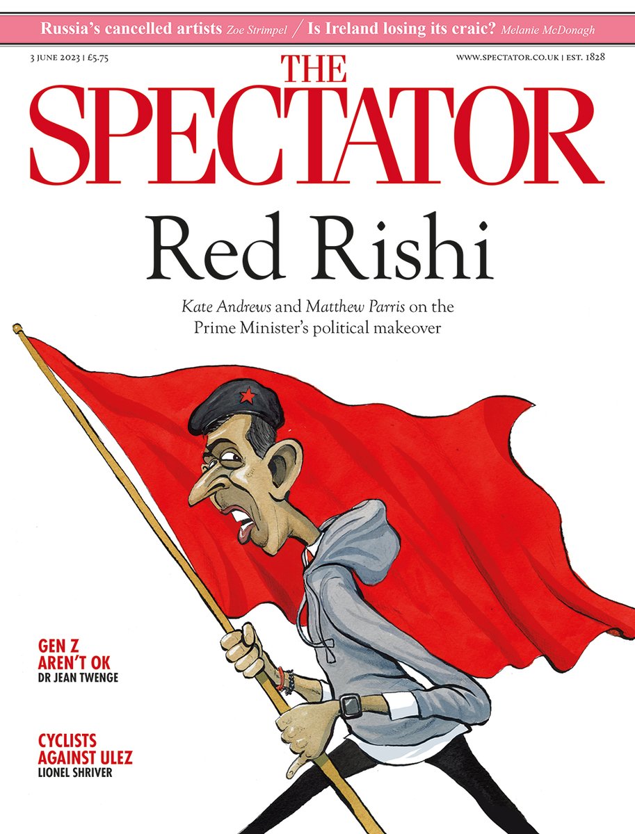 spectator's tweet image. 🗞 Red Rishi: Kate Andrews and Matthew Parris on a political makeover
 
✍️ In the mag:
 
• Jean Twenge on why teenagers are so unhappy 
• Douglas Murray on the Phillip Schofield affair
• James Heale on who really did for Liz Truss
 
subscribe.spectator.co.uk