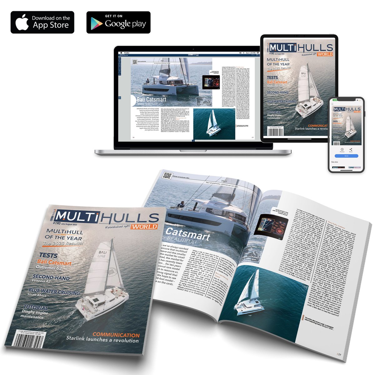 MultihullsWorld's tweet image. New Multihulls World #190 &amp;amp; Multicoques Mag n°219 are now available online!

English version➡️ bit.ly/3N3I4Dj
French version ➡️bit.ly/3N3IlGl

#multihull #multihullsworld #catamaran #trimaran #sailing #balicatamarans #outremercatamarans #starlink