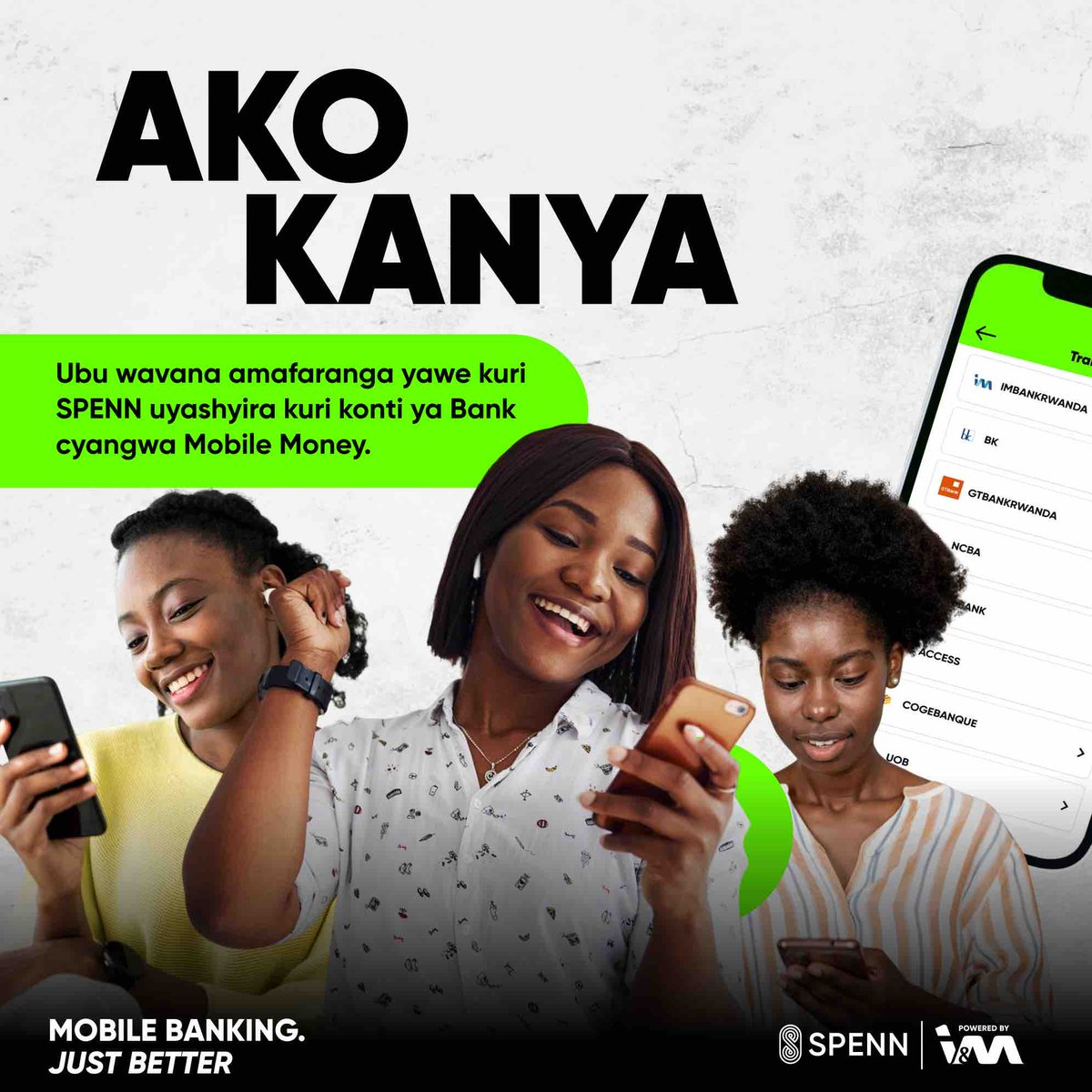 imbankrw's tweet photo. Nawe amakuru yakugezeho? 
Ubu ushobora gukoresha SPENN wohereza amafaranga kuri Banki zose zo Mu Rwanda na Mobile Money!🤩 Ntutinde, tangira uyu munsi!

#JustSPENNit https://t.co/potjyADiKC