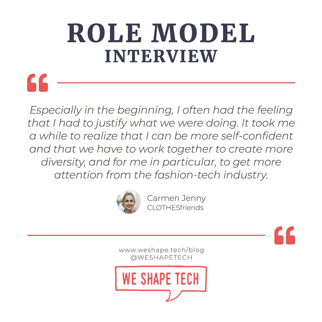 Meet this month's Role Model Carmen Jenny ! To her, it is all about circularity, fashion and tech and to bridge more than one gap by growing a network of innovators, fashion experts, thought leaders and consumers. https://t.co/dRDC06960j #rolemodel  #diversityintech https://t.co/Iu9SxSnlcf