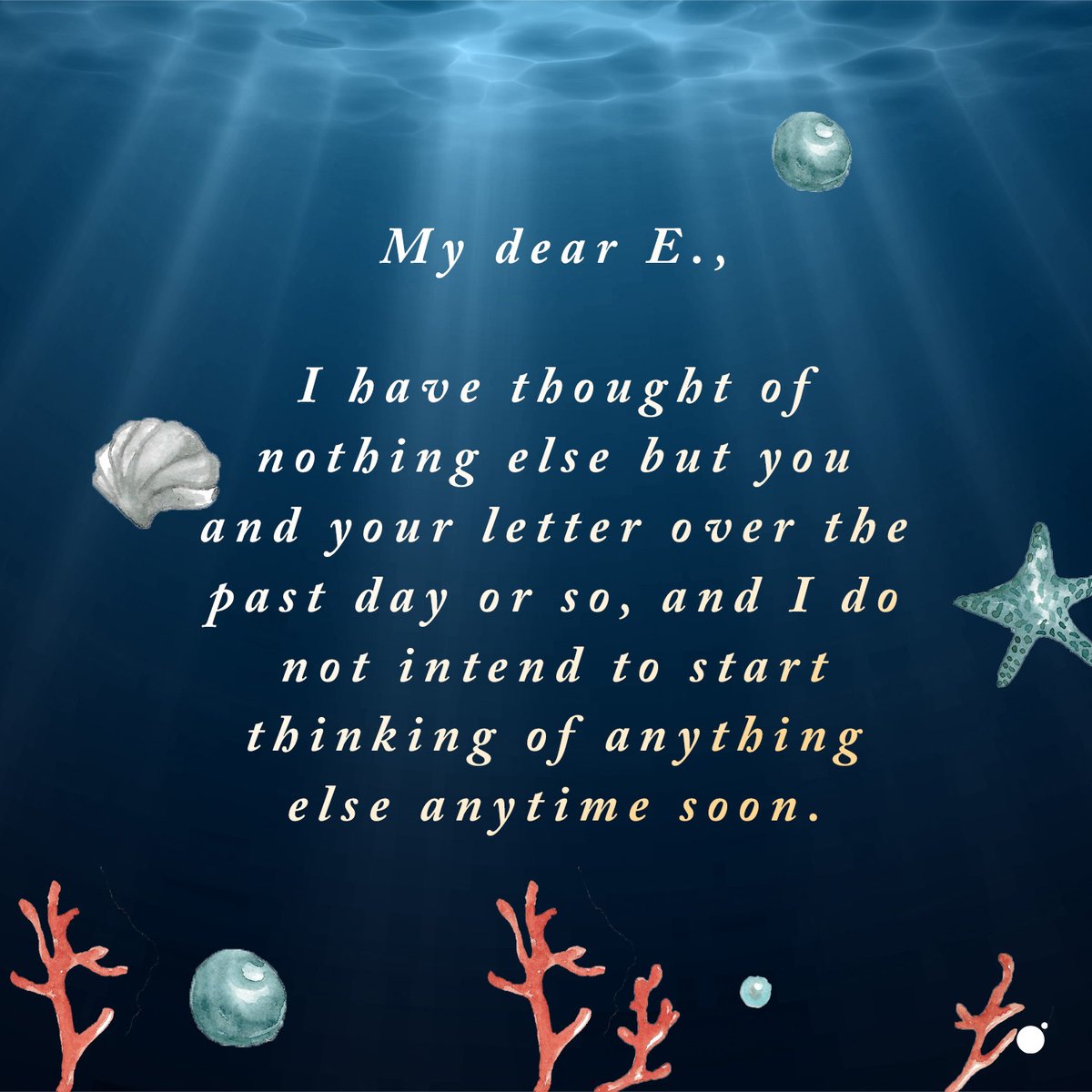 'I have thought of nothing else but you and your letter over the past day or so, and I do not intend to start thinking of anything else anytime soon.' Something 'luminous' by @SylvieCathrall is launching this Friday!