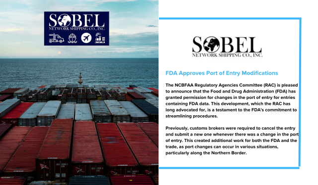sobelshipping's tweet image. Follow &amp;amp; Visit Us sobelnet.com

FDA Approves Port of Entry Modifications

#FDA #PortOfEntry #ImportProcess #Inspections #ImportedGoods #ImportationSystem #Regulations #SafetyStandards #TradeCompliance #Customs #Logistics #SupplyChain #InternationalTrade