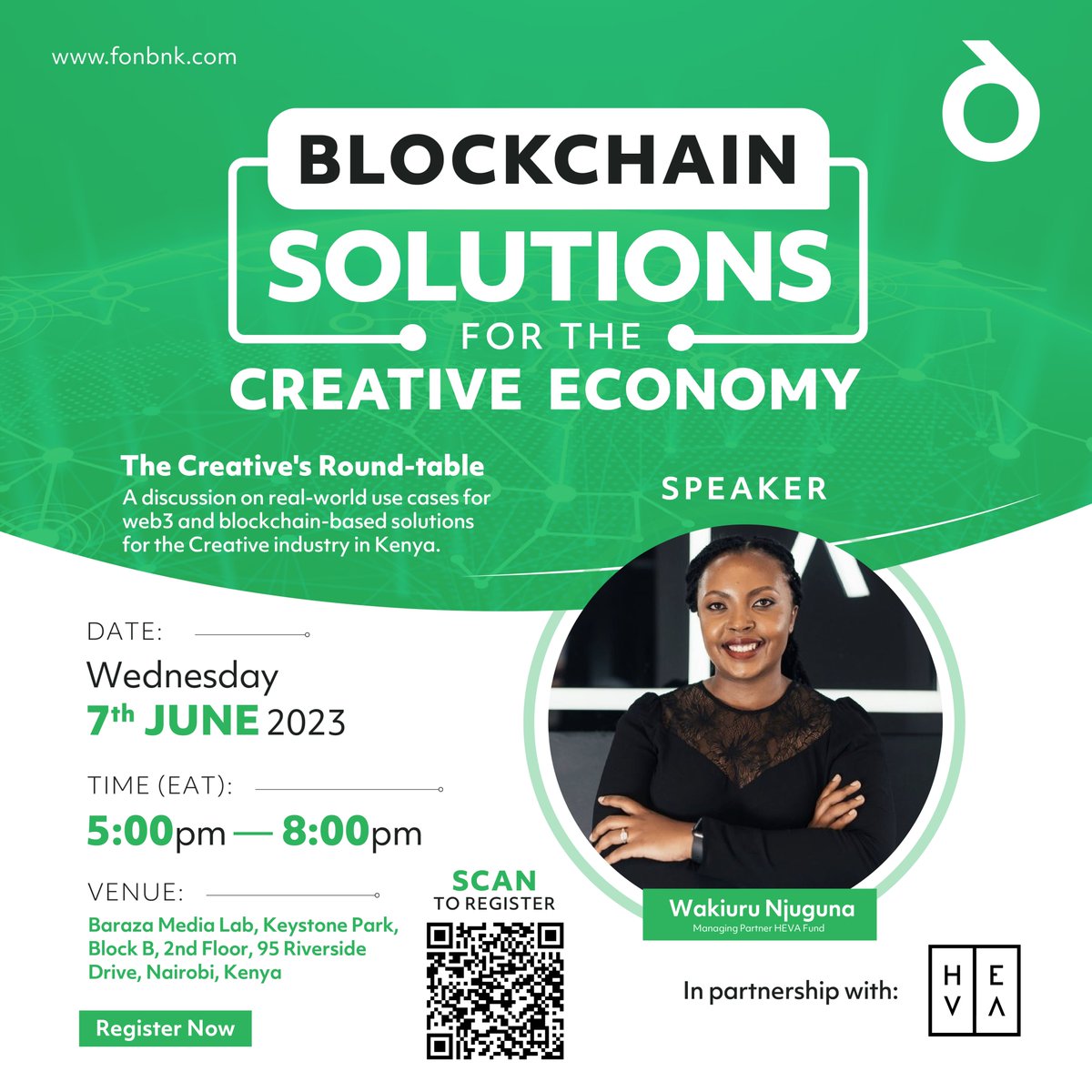 fonbnk1's tweet image. Meet our distinguished panel of speakers:

@wakiurunjuguna - Creative industries investor &amp;amp; Managing Partner @HEVAFund.

@JessicaColaco - Serial entrepreneur, first female artist to release EP and music NFTs in Kenya.

#Web3ForCreatives, #fonbnk #UnlockYourPotential