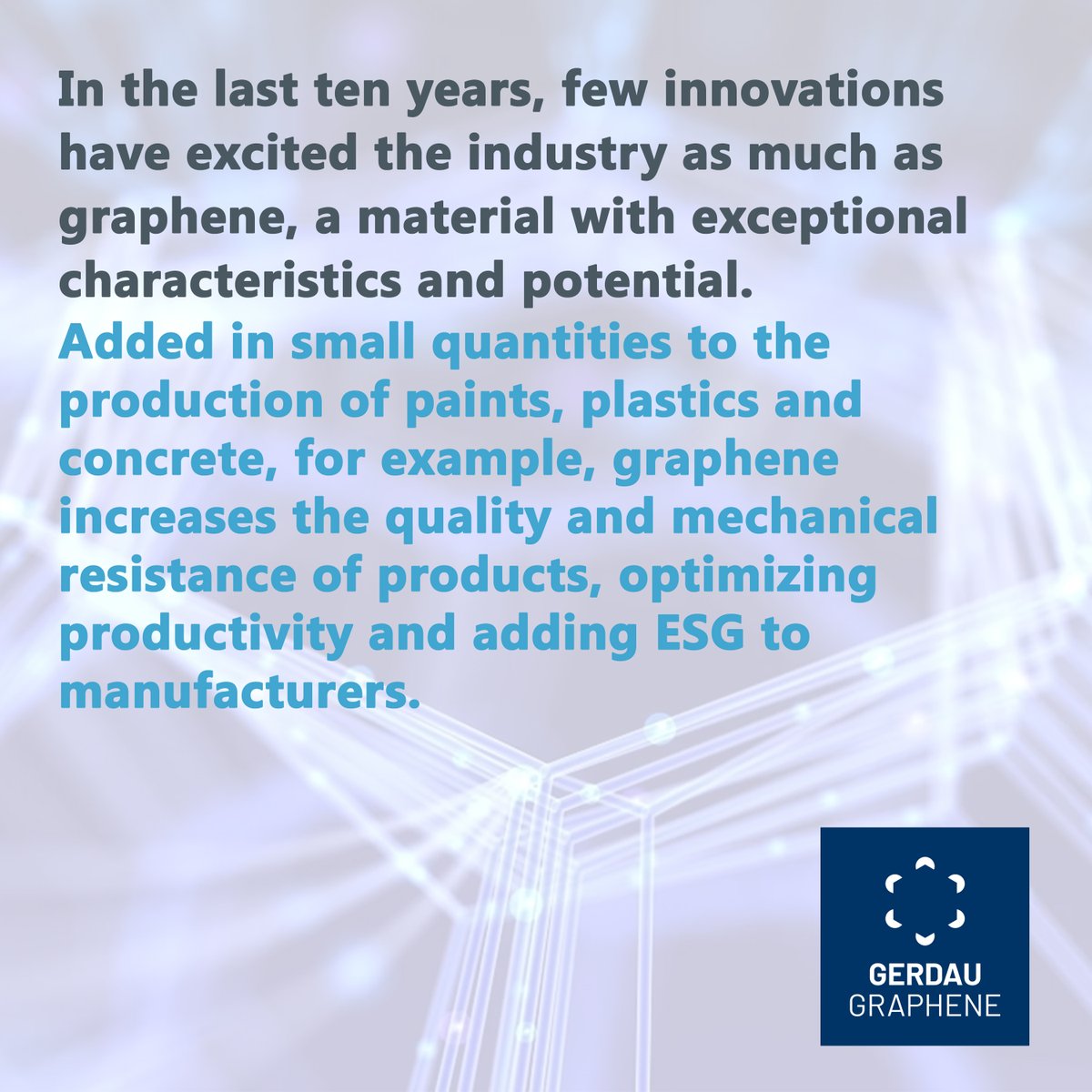 We're a young innovation company transforming #paint, #plastics, and #concrete with nanotech solutions. We optimize production, enhance quality, and prioritize ESG principles. Learn more at info@gerdaugraphene.com. #GerdauGraphene #Nanotech #ESGInnovation