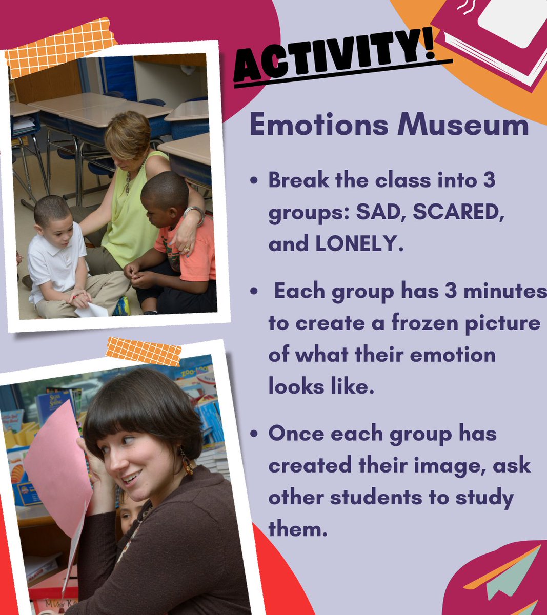 MissKendraProg's tweet image. Emotions Museum activity explores how kids feel sad, scared, and lonely when alone. This is an excellent way to connect all kids to one another and make them feel safe. 

Share your thoughts in the comments.

#MissKendraPrograms #SEL #activiy #MentalHealth #BeHappy #AskAChild
