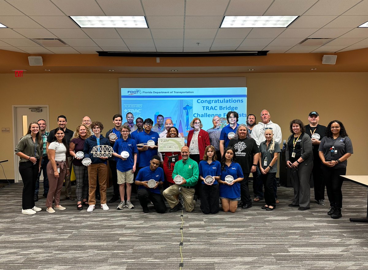 MyFDOT_SEFL's tweet photo. This week, FDOT District 4 hosted students, coaches and teachers from @lcmslions, @blanche_ely, and @McFatter_Tech to recognize their achievements! These three Broward schools competed in @aashtospeaks National TRAC Bridge Challenge Finals earlier this month. https://t.co/mKNCfTkYk7