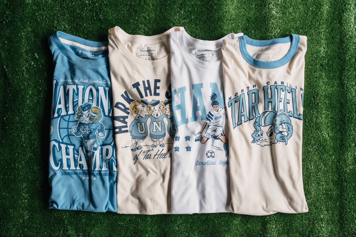 HomefieldApparl's tweet photo. Homefield x UNC 2.0

13-new pieces coming this Saturday at 10am.
https://t.co/Oa5pd0caWB https://t.co/k3yVuczxas