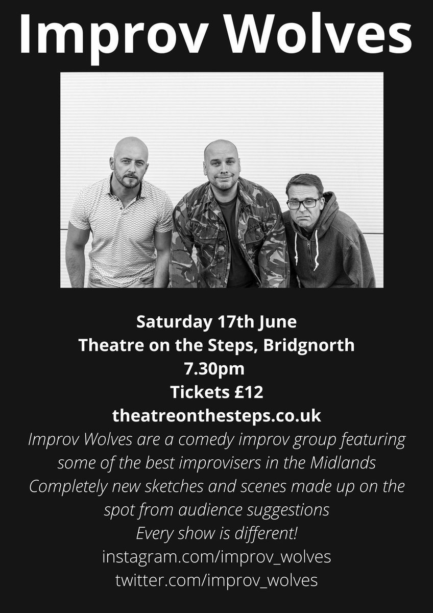 @BridgnorthInfo hi, how are you? We’re bringing our improv show to Theatre on the Steps in Bridgnorth on the 17th of June, any chance of a mention/chat? Thanks!