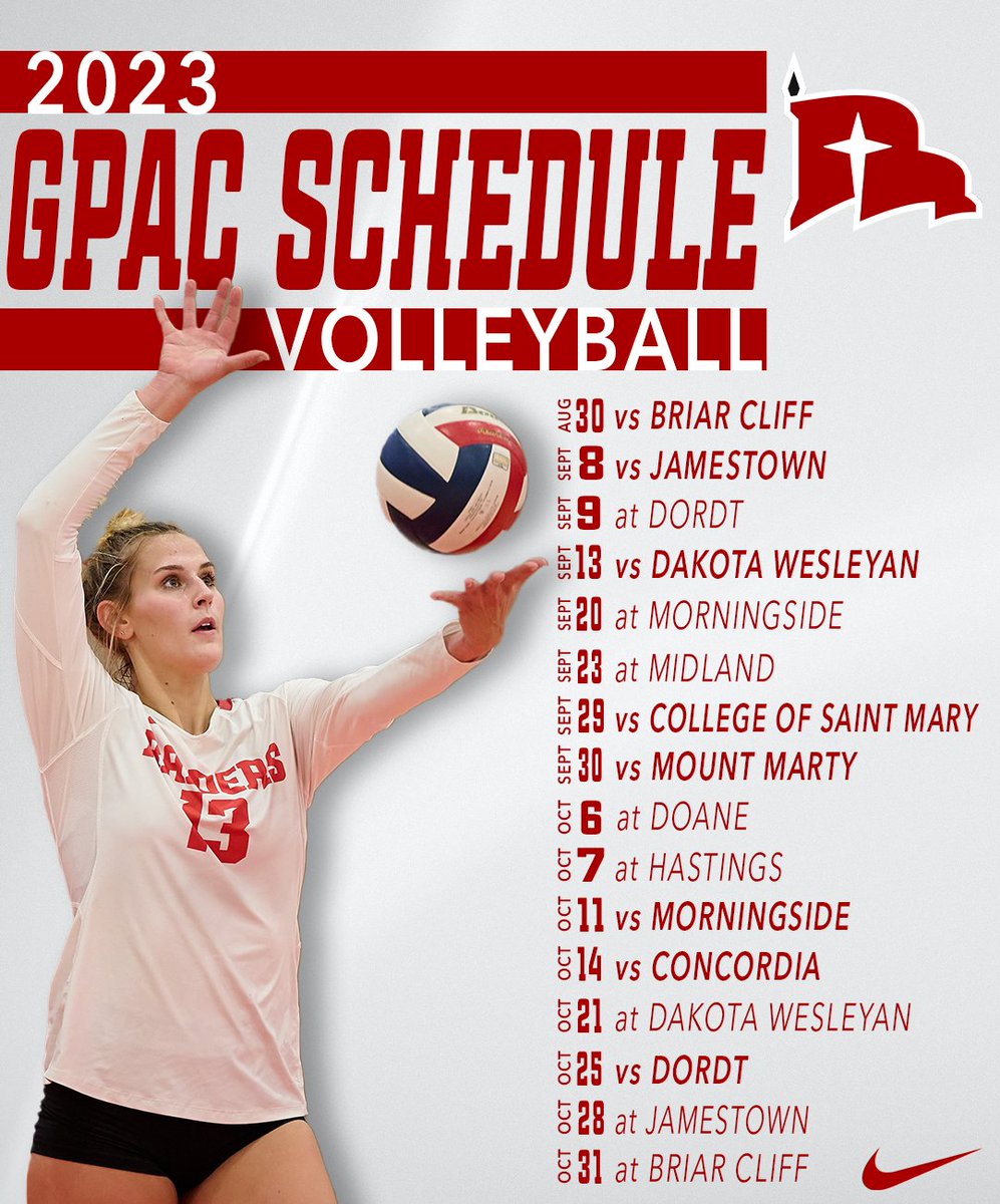 🏐 The 2023 Red Raider volleyball schedule is here!

Northwestern will open their season in the Bultman Center on August 18.

🗓️: bit.ly/3J5obIH

#RaidersStandOut | <a href="/NWCVolleyball/">NWC Volleyball</a>
