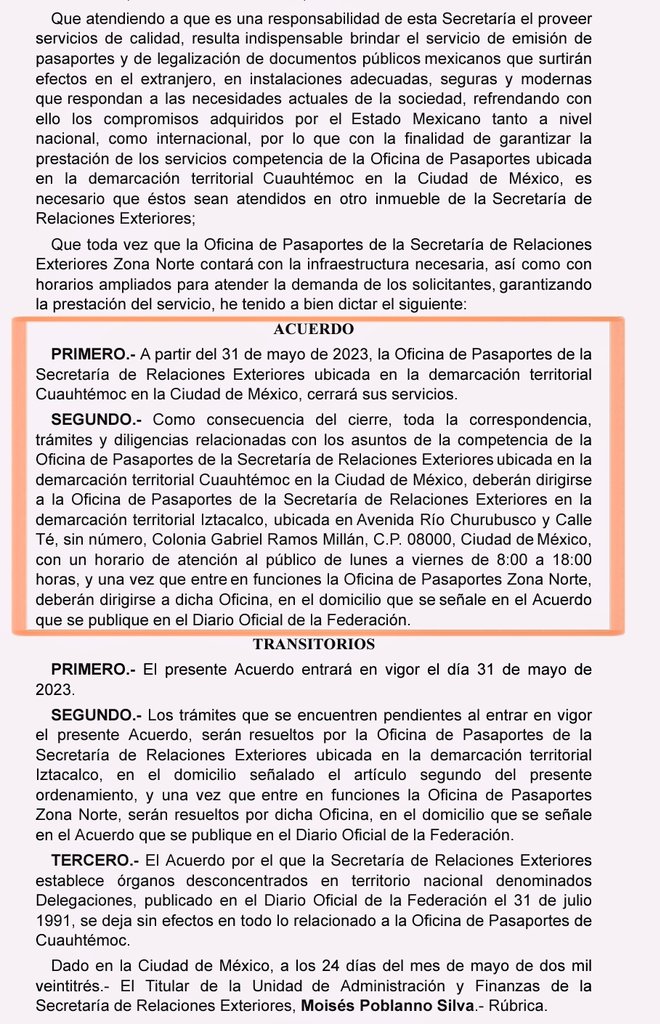 En el marco de la modernización y mejora de los servicios, hoy se publicó el término de actividades de las Oficinas de #Pasaportes en Cuauhtémoc y GAM.

Estas demarcaciones territoriales serán atendidas por la próxima Oficina de Pasaportes de la <a href="/SRE_mx/">Relaciones Exteriores</a> Norte.

#SeguimosAvanzando