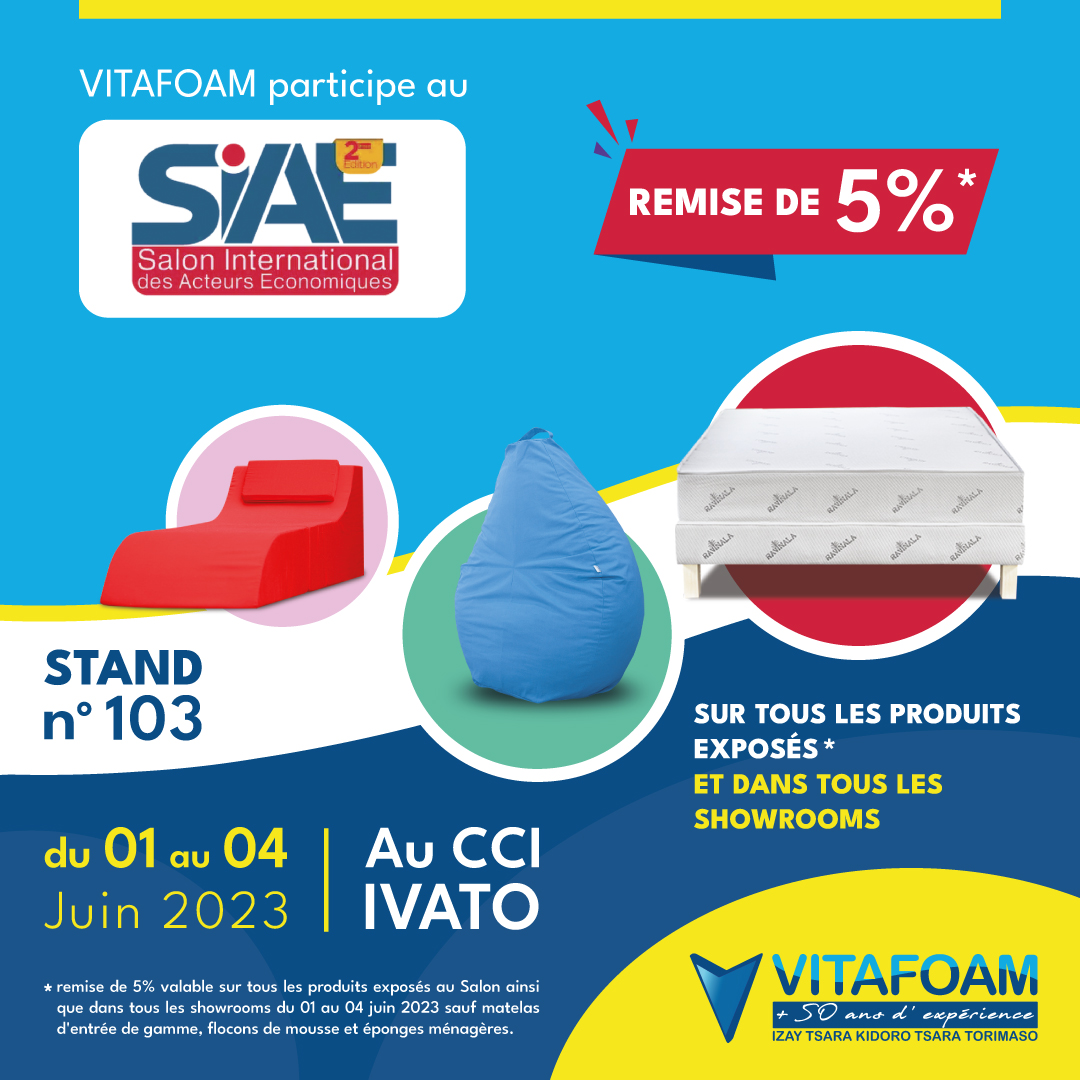 VitafoamM's tweet photo. 📢 VITAFOAM est au salon International des Acteurs Économiques !
📅 Retrouvez nos produits au stand 103 et bénéficiez d’une 𝗿𝗲𝗺𝗶𝘀𝗲 𝗱𝗲 𝟱% 𝗱𝘂𝗿𝗮𝗻𝘁 𝘁𝗼𝘂𝘁𝗲 𝗹𝗮 𝗱𝘂𝗿𝗲́𝗲 𝗱𝘂 𝘀𝗮𝗹𝗼𝗻 jusqu’au 4️⃣ Juin.
#CCI #IVATO #SIAE #promotion https://t.co/LJ60ORGPp5