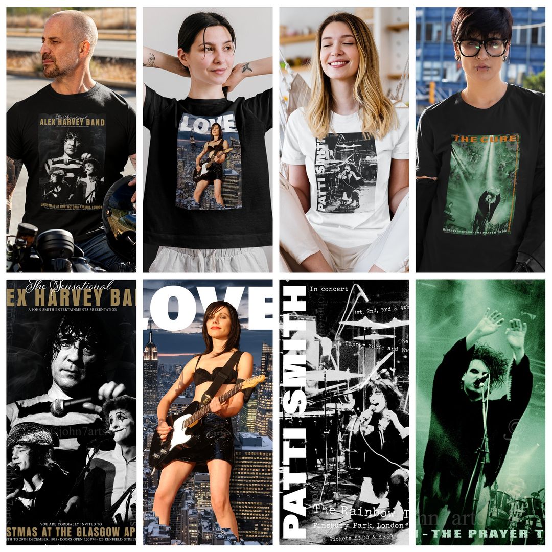 From the Rock'n'Roll Redux t-shirt collection - The Sensational Alex Harvey Band, PJ Harvey, Patti Smith & The Cure. Shipping worldwide. View full collection in our Shopify store bit.ly/ReduxTeeCollec… 

#thesensationalalexharveyband #pjharvey #pattismith #robertsmith #thecure