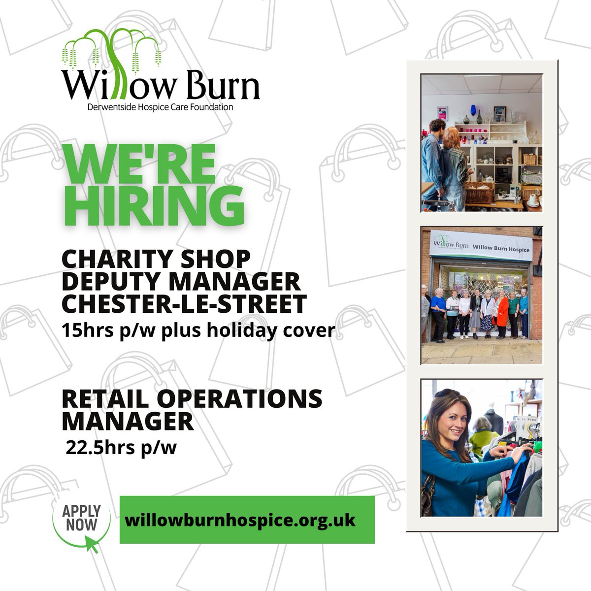 📢📢 We're Hiring 📢📢

Retail Operations Manager
willow-burn.co.uk/careers/retail…

Deputy Shop Manager (Chester-le-Street)
willow-burn.co.uk/careers/deputy…

Click on the links and find out more about joining our Retail Team in County Durham.

#nejobs #charityretail #durhamjobs #retailrecruitment